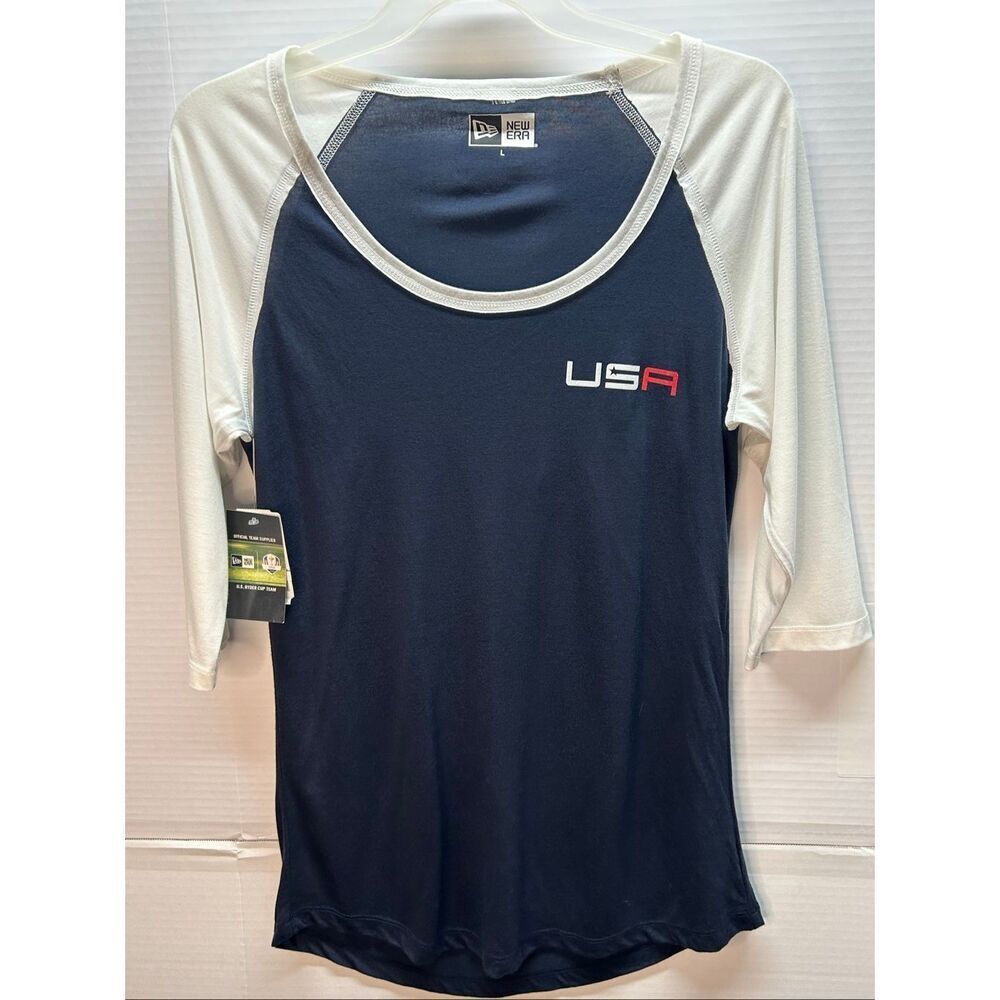 New Era 2020 Ryder Cup Team USA Raglan 3/4 Sleeve Golf Tee Navy L NWT